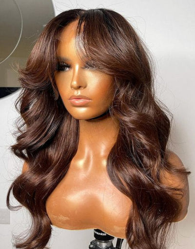#4 Light Brown Hd Lace Undetectable Invisible Lace Front Human Hair Wigs