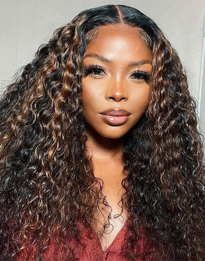 highlight curly closure wig