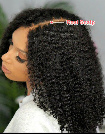 kinky curly thin part wigs